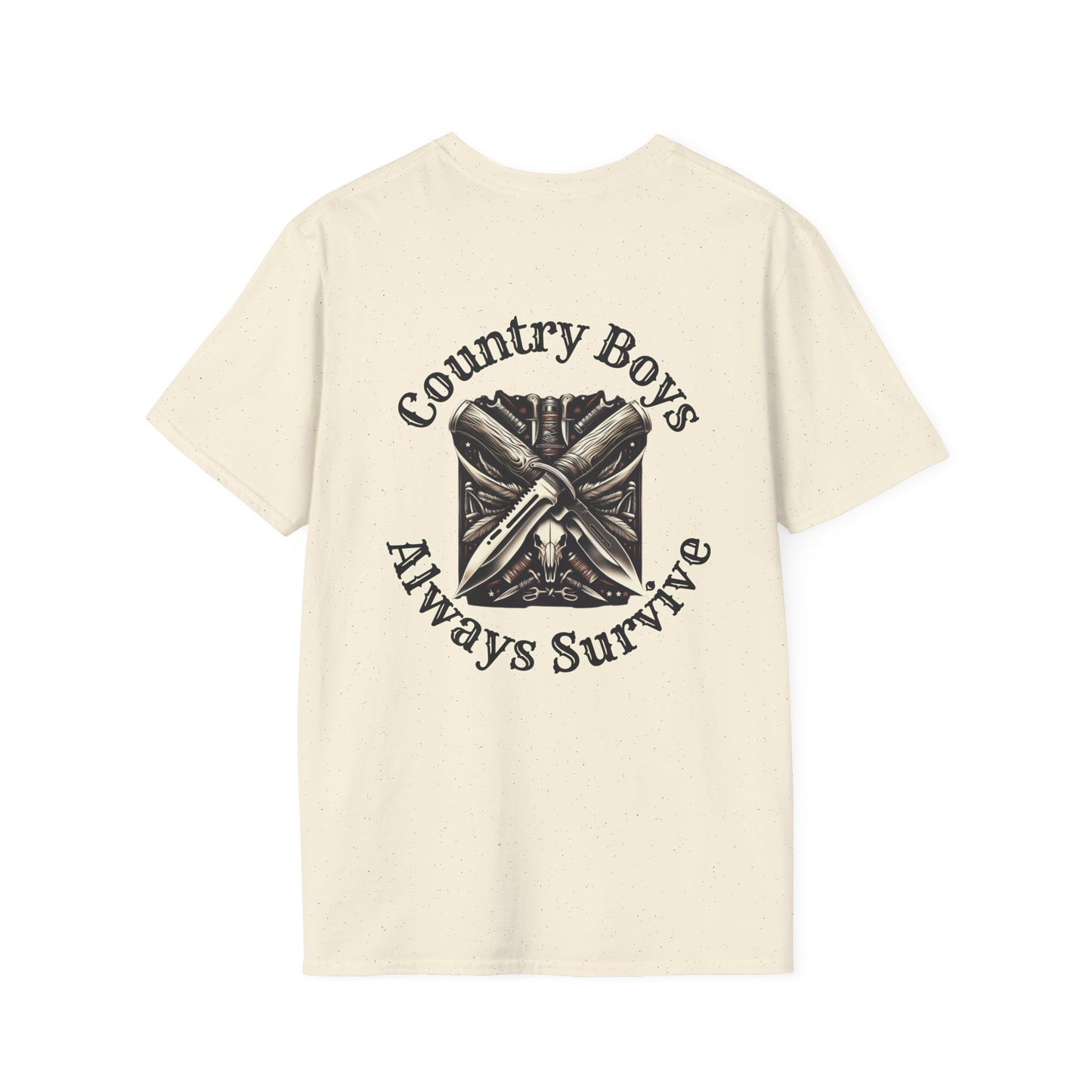 Unisex ‘Country Boys Always Survive’ Tee - Soft Ring-Spun Cotton, Durable Twill Tape Shoulders, Ethically Made & Oeko-Tex Certified
