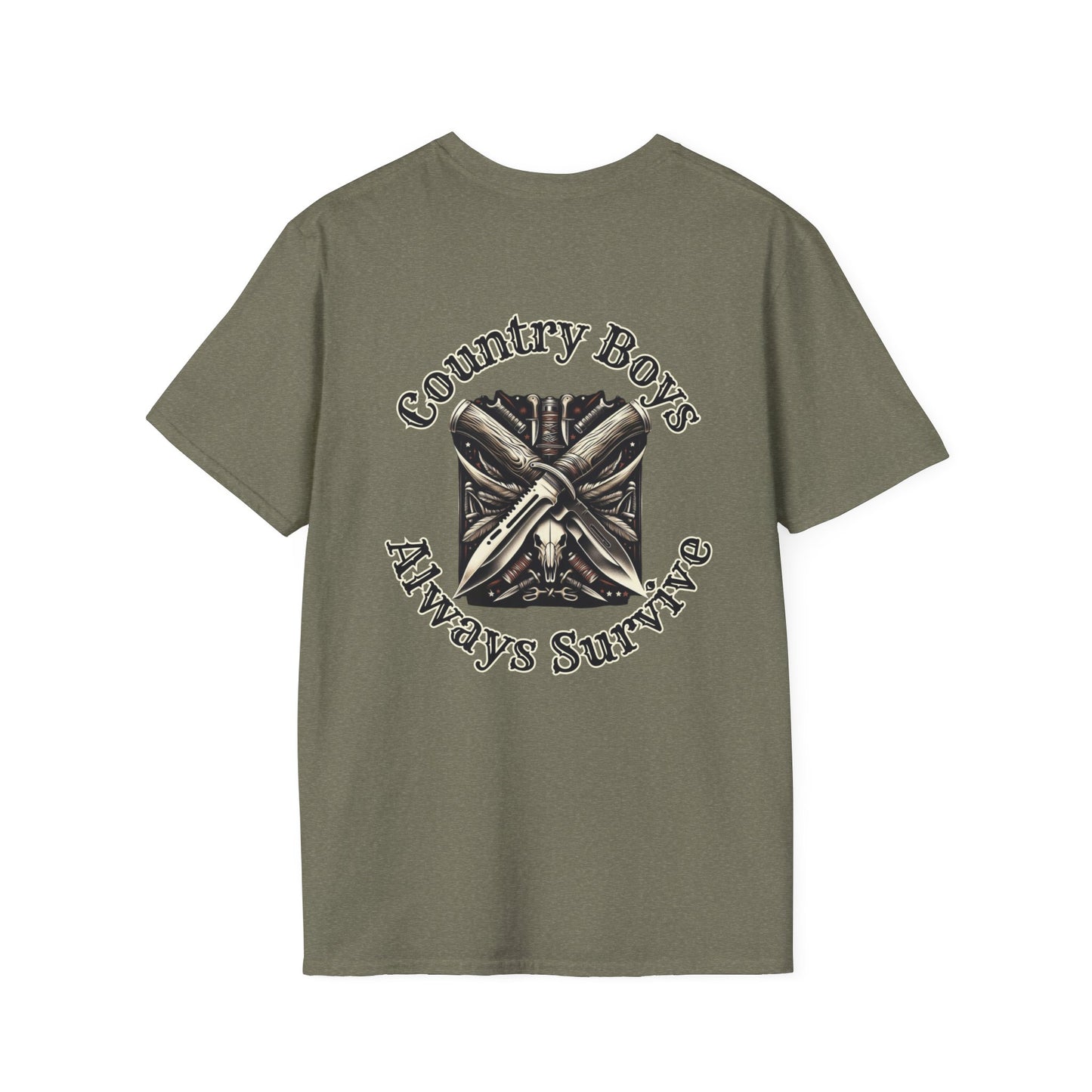 Unisex ‘Country Boys Always Survive’ Tee - Soft Ring-Spun Cotton, Durable Twill Tape Shoulders, Ethically Made & Oeko-Tex Certified