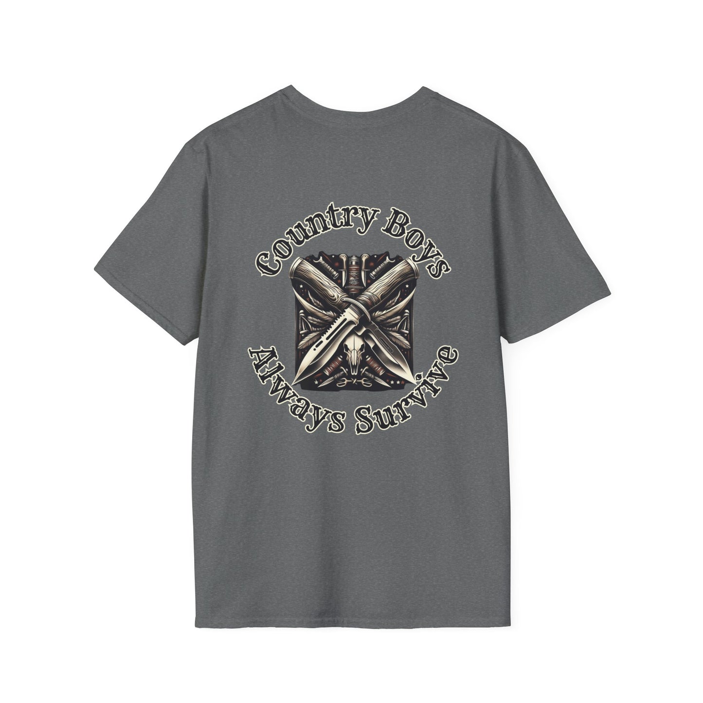 Unisex ‘Country Boys Always Survive’ Tee - Soft Ring-Spun Cotton, Durable Twill Tape Shoulders, Ethically Made & Oeko-Tex Certified