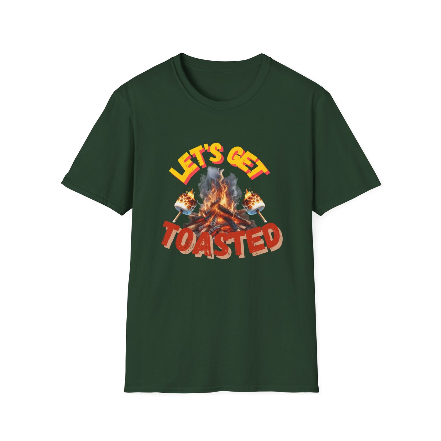 Campfire Wit Tee - lets get toasted - 100% Cotton Comfort | Eco-Friendly Outdoor Adventure Shirt with Humorous Twist
