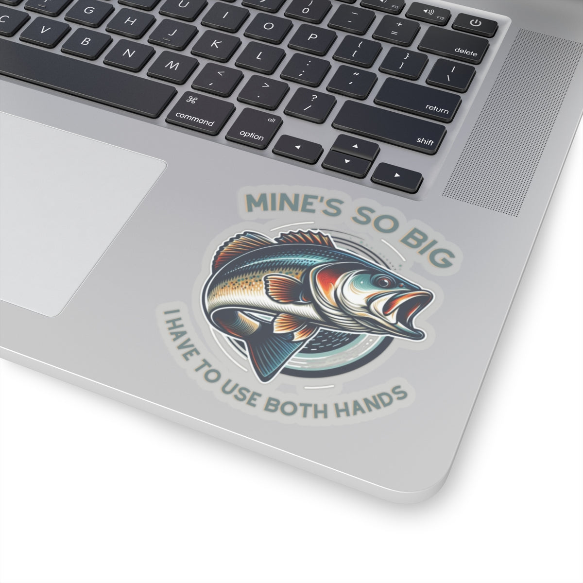 Whimsical Angler Decal - Mines So Big I Have to Use Two Hands Fishing Sticker - 20oz Tumbler Size, Durable Vinyl, Easy Apply