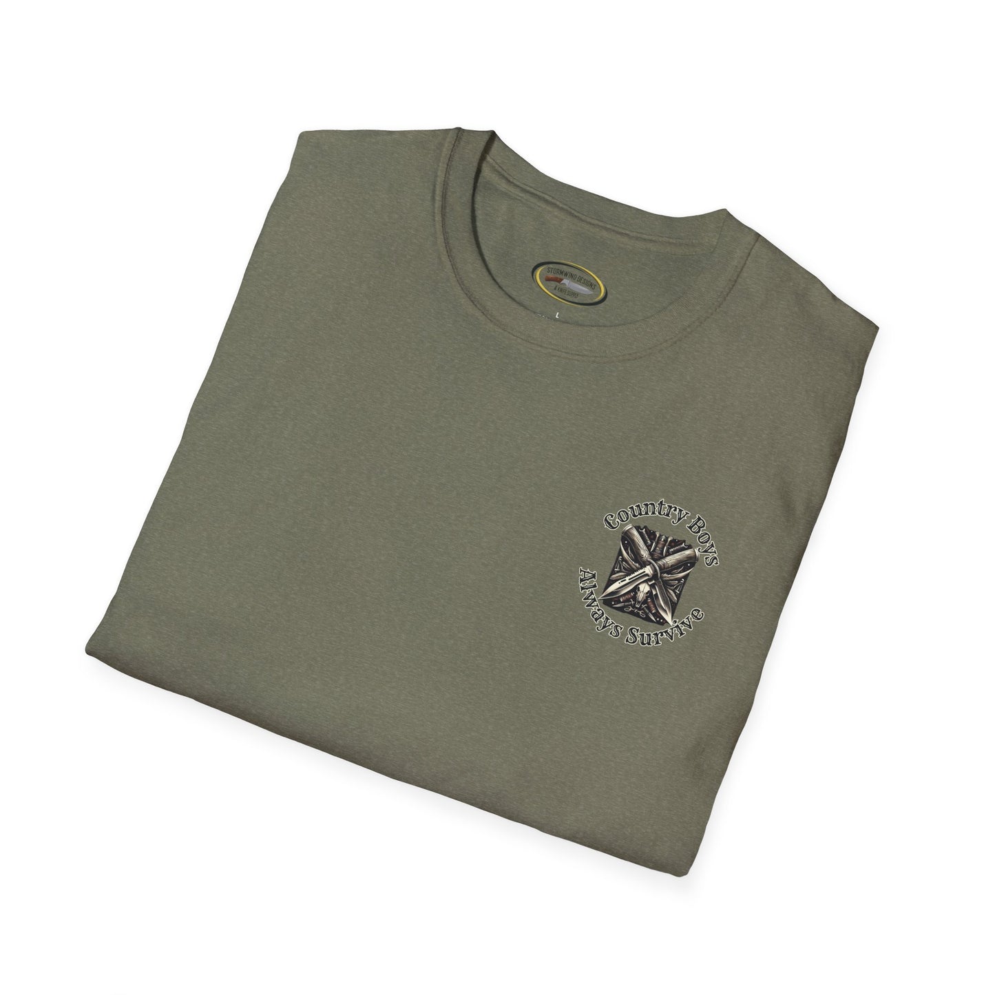 Unisex ‘Country Boys Always Survive’ Tee - Soft Ring-Spun Cotton, Durable Twill Tape Shoulders, Ethically Made & Oeko-Tex Certified
