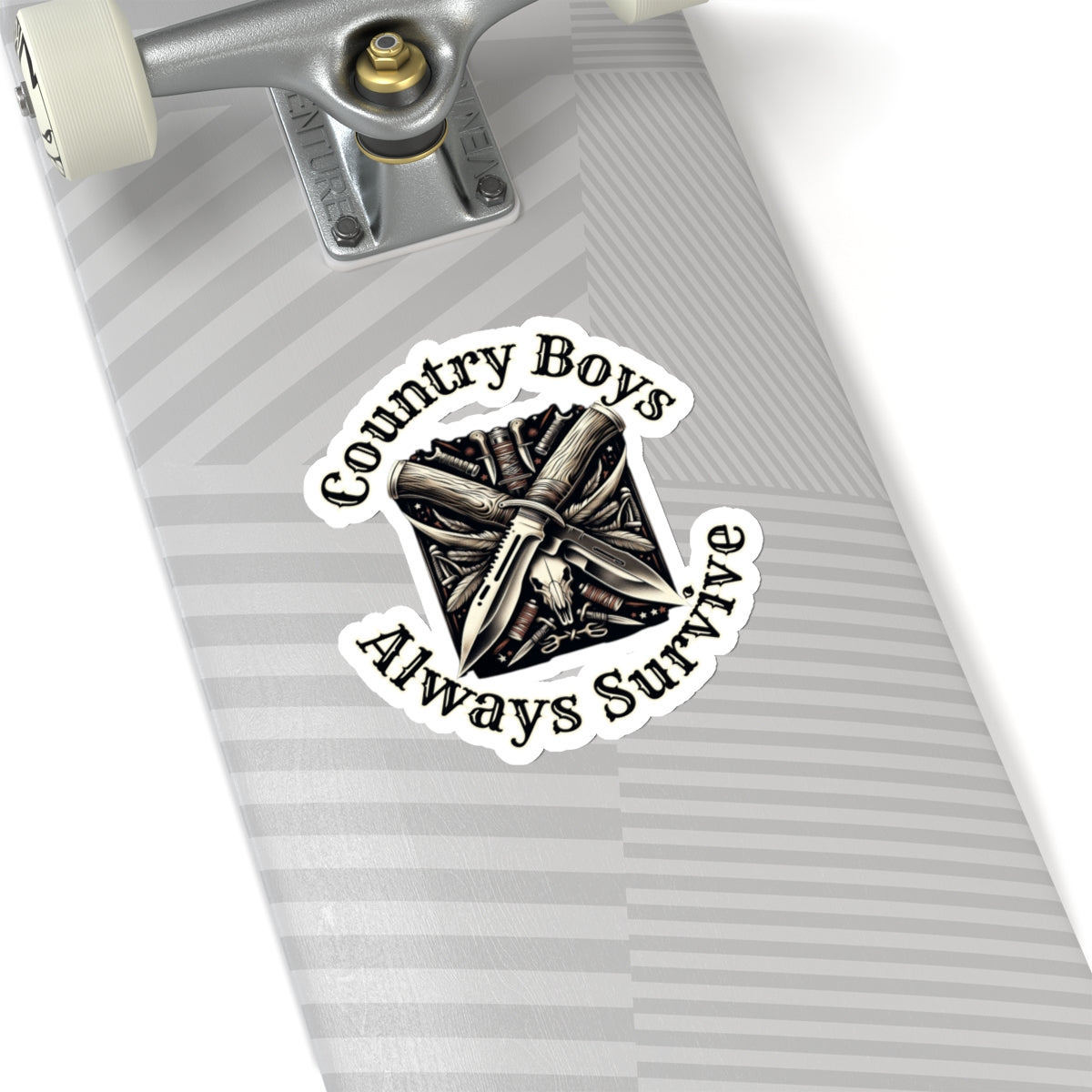 Rugged Resilience Decals - Country Boys Always Survive Vinyl Stickers - Durable, Glossy Finish, Multiple Sizes - Perfect for Indoor Use