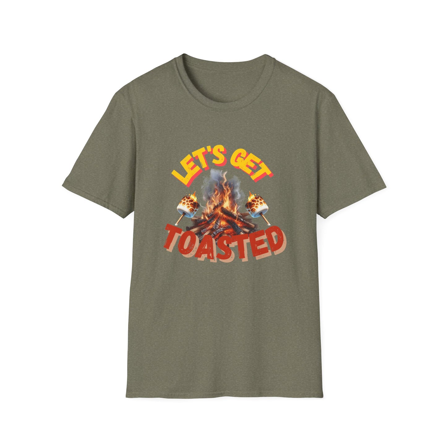 Campfire Wit Tee - lets get toasted - 100% Cotton Comfort | Eco-Friendly Outdoor Adventure Shirt with Humorous Twist