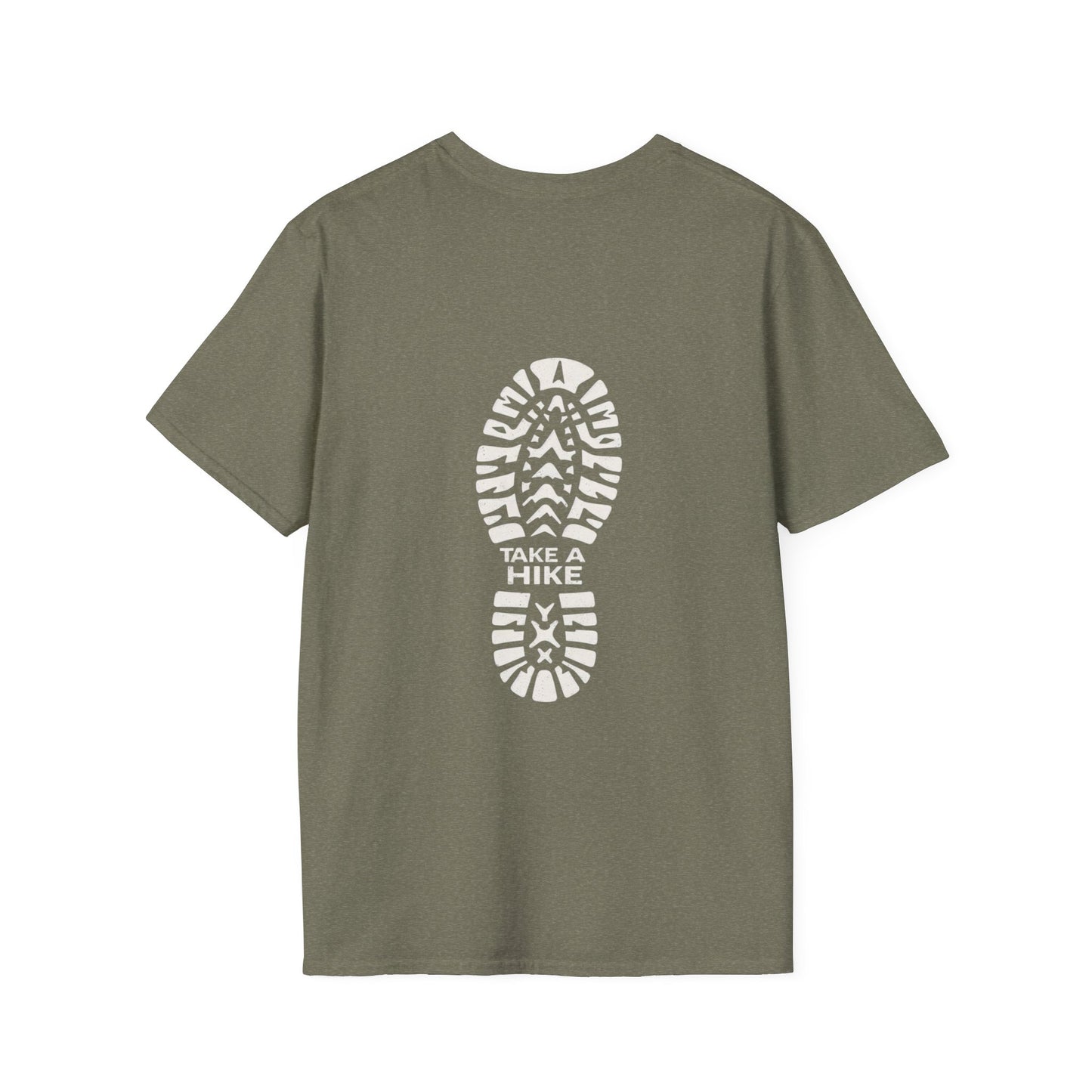 Unisex Take a Hike Soft-Style Tee back print- 100% Cotton Comfort with Durable Twill Tape & Ribbed Collar