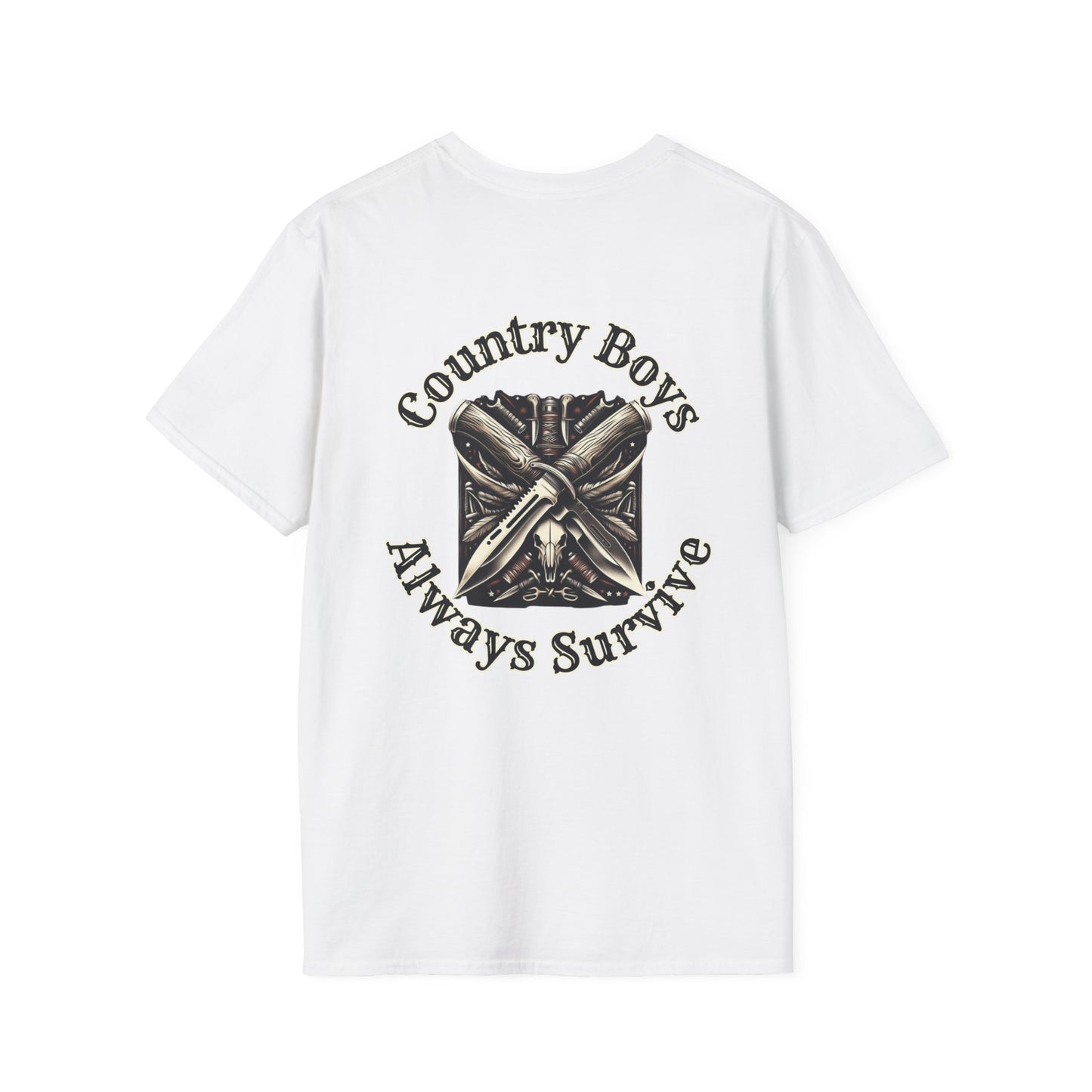 Unisex ‘Country Boys Always Survive’ Tee - Soft Ring-Spun Cotton, Durable Twill Tape Shoulders, Ethically Made & Oeko-Tex Certified