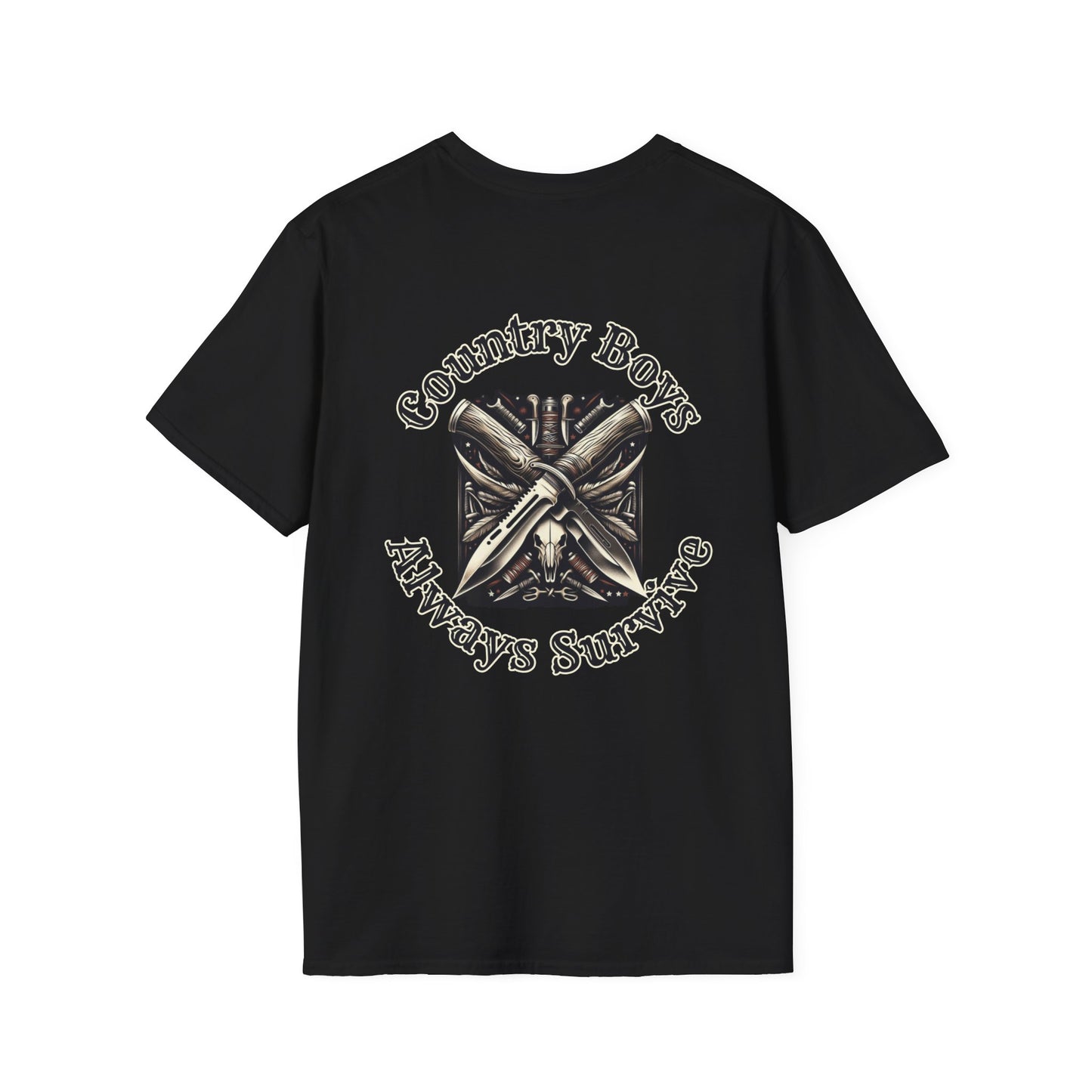Unisex ‘Country Boys Always Survive’ Tee - Soft Ring-Spun Cotton, Durable Twill Tape Shoulders, Ethically Made & Oeko-Tex Certified