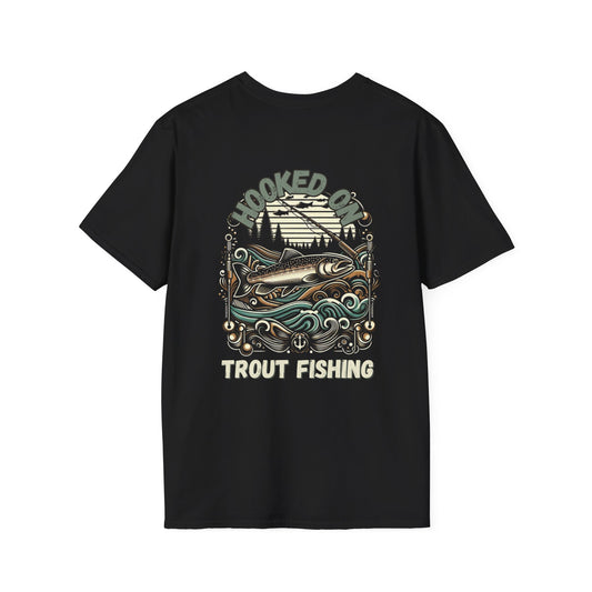 Unisex ‘Hooked on Trout Fishing’ Tee - Soft-Style Comfort | 100% Cotton Crewneck Shirt