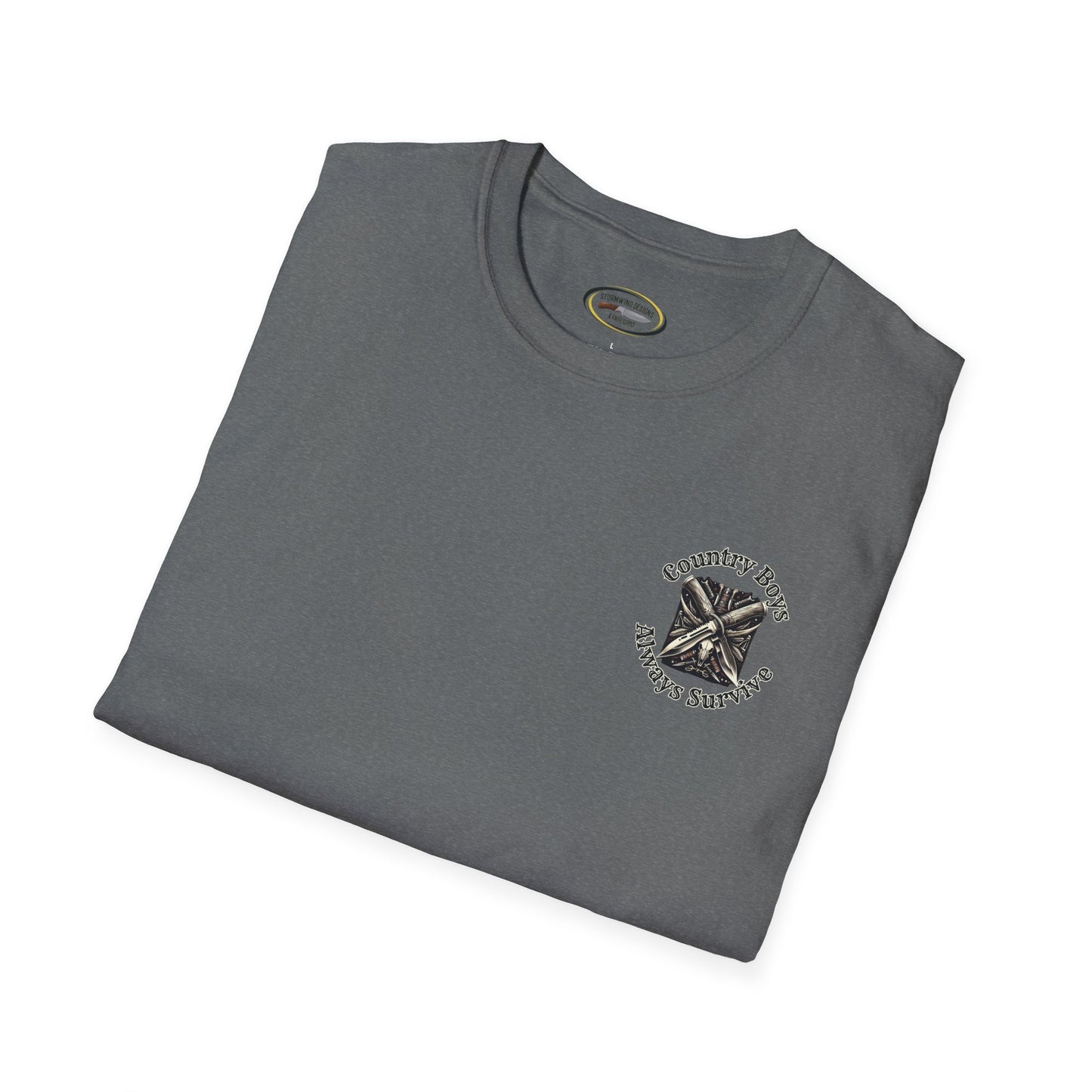 Unisex ‘Country Boys Always Survive’ Tee - Soft Ring-Spun Cotton, Durable Twill Tape Shoulders, Ethically Made & Oeko-Tex Certified