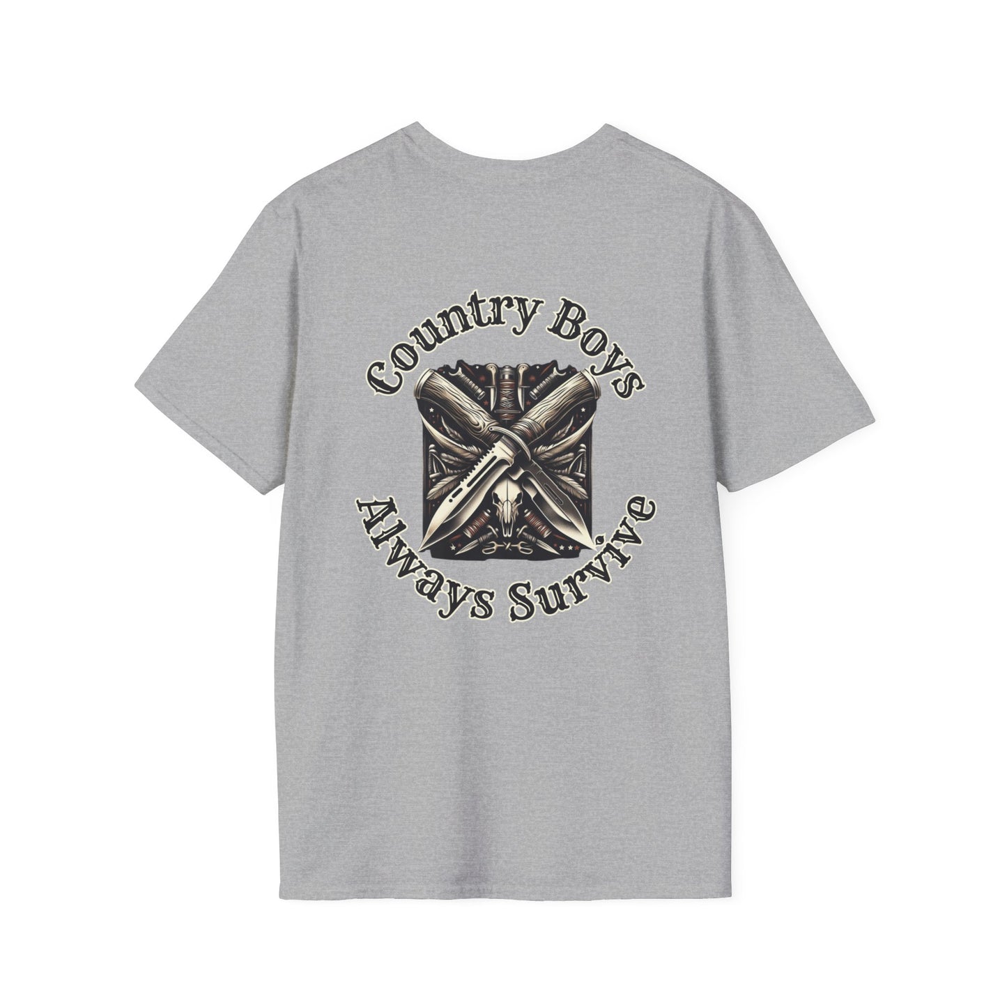 Unisex ‘Country Boys Always Survive’ Tee - Soft Ring-Spun Cotton, Durable Twill Tape Shoulders, Ethically Made & Oeko-Tex Certified