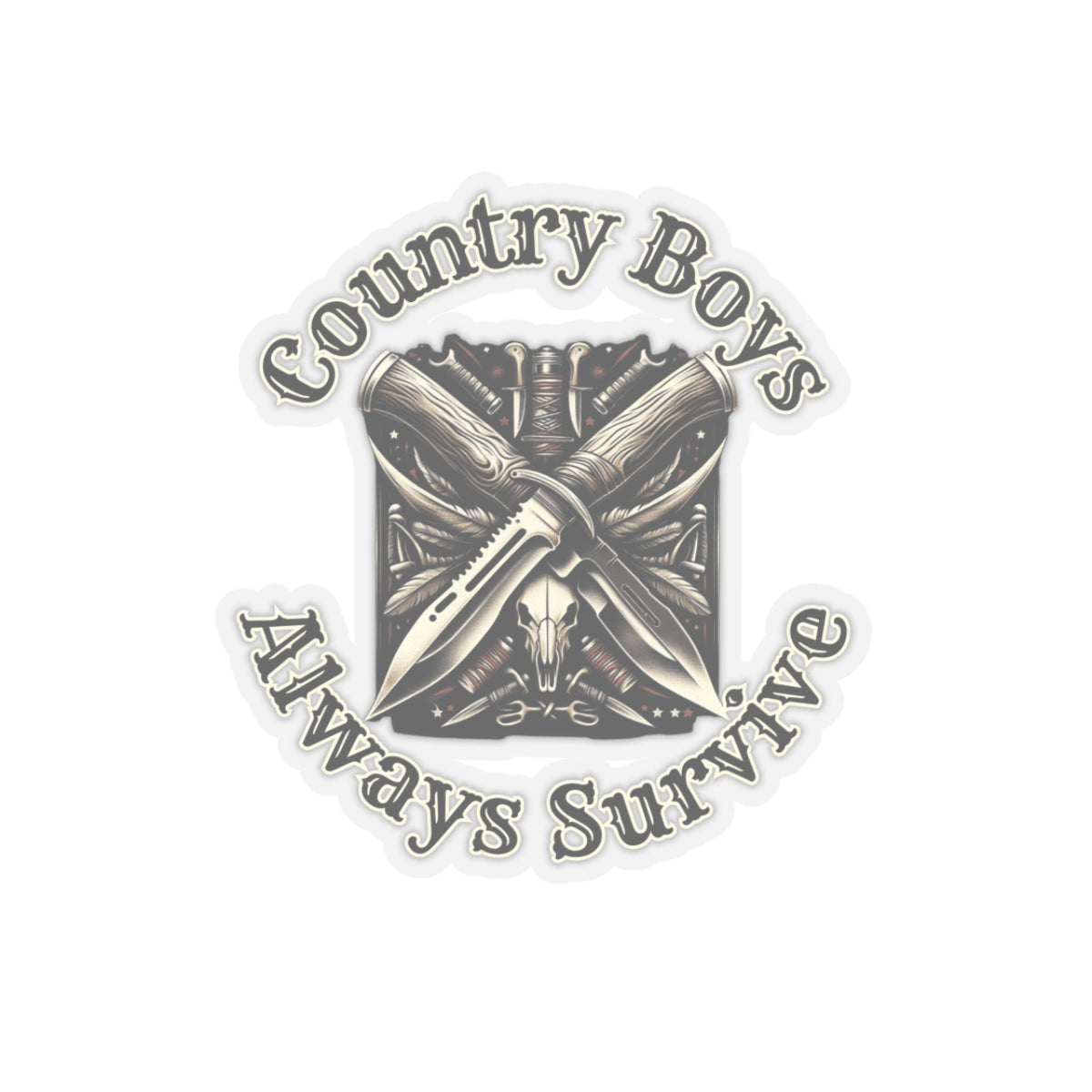 Rugged Resilience Decals - Country Boys Always Survive Vinyl Stickers - Durable, Glossy Finish, Multiple Sizes - Perfect for Indoor Use