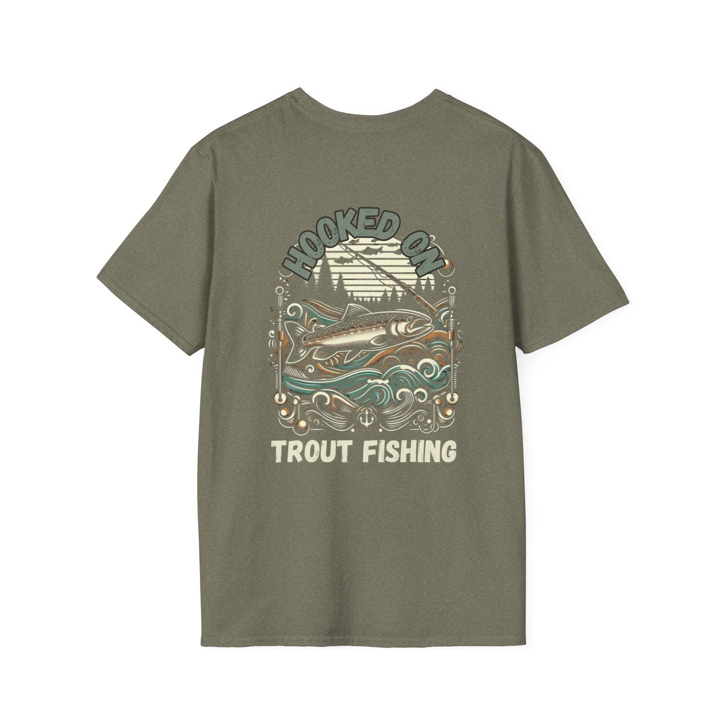 Unisex ‘Hooked on Trout Fishing’ Tee - Soft-Style Comfort | 100% Cotton Crewneck Shirt