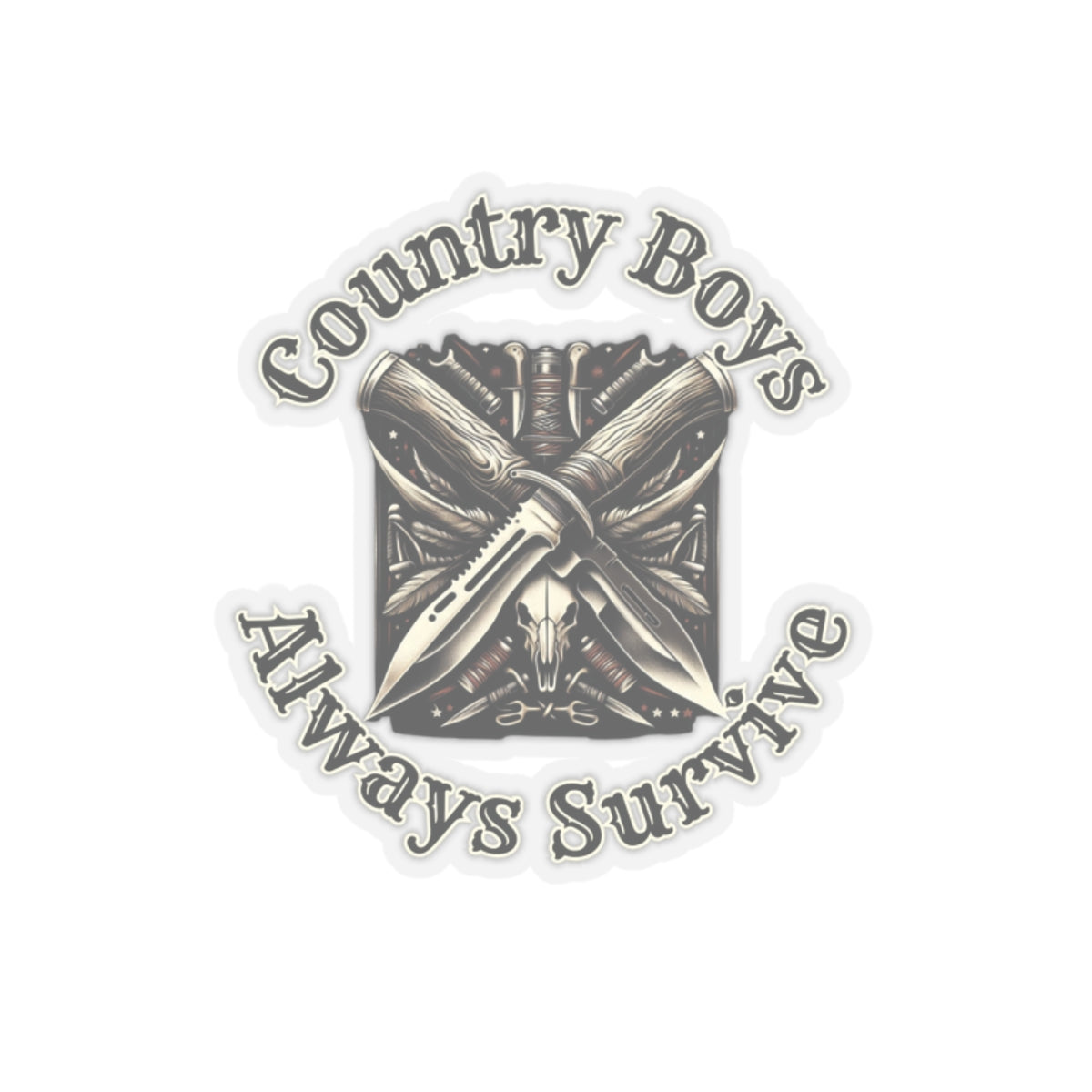 Rugged Resilience Decals - Country Boys Always Survive Vinyl Stickers - Durable, Glossy Finish, Multiple Sizes - Perfect for Indoor Use