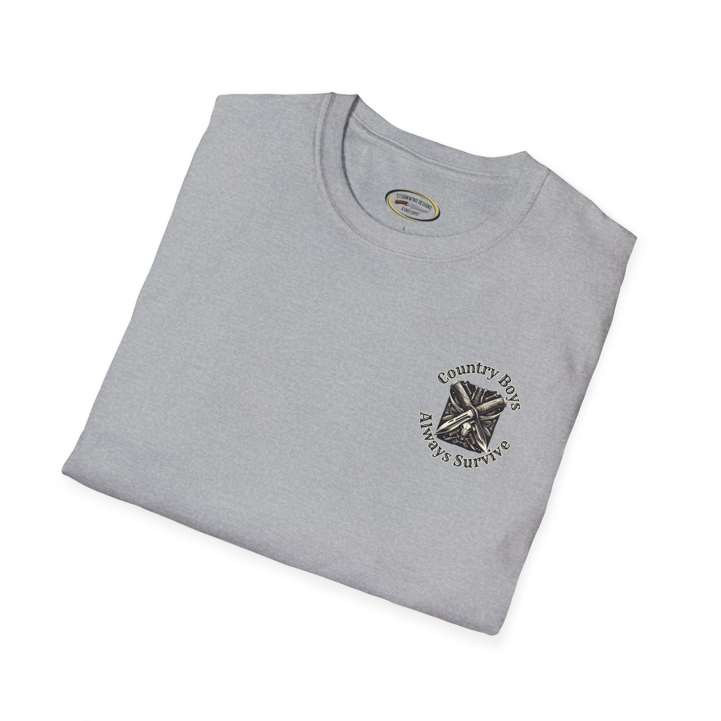 Unisex ‘Country Boys Always Survive’ Tee - Soft Ring-Spun Cotton, Durable Twill Tape Shoulders, Ethically Made & Oeko-Tex Certified