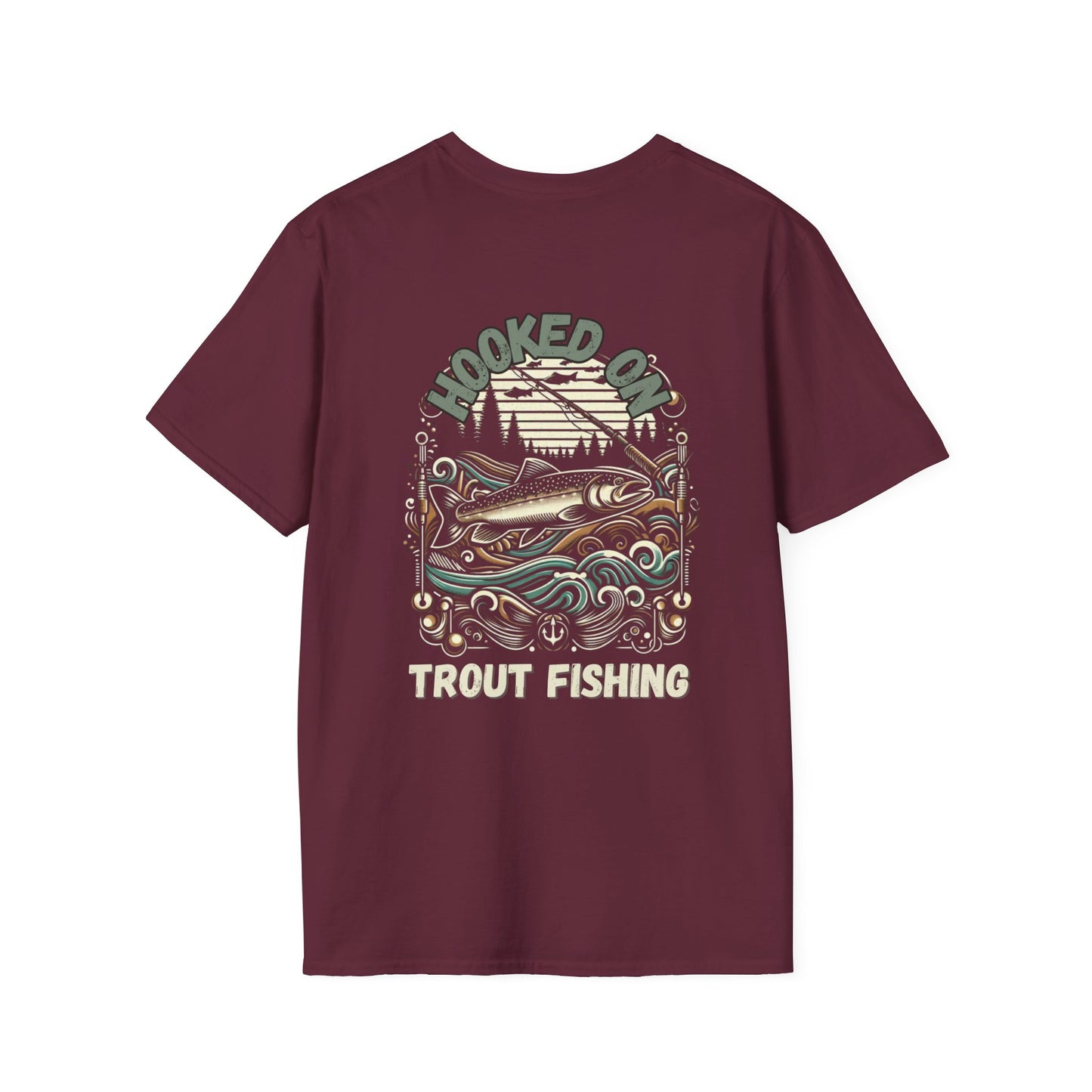 Unisex ‘Hooked on Trout Fishing’ Tee - Soft-Style Comfort | 100% Cotton Crewneck Shirt