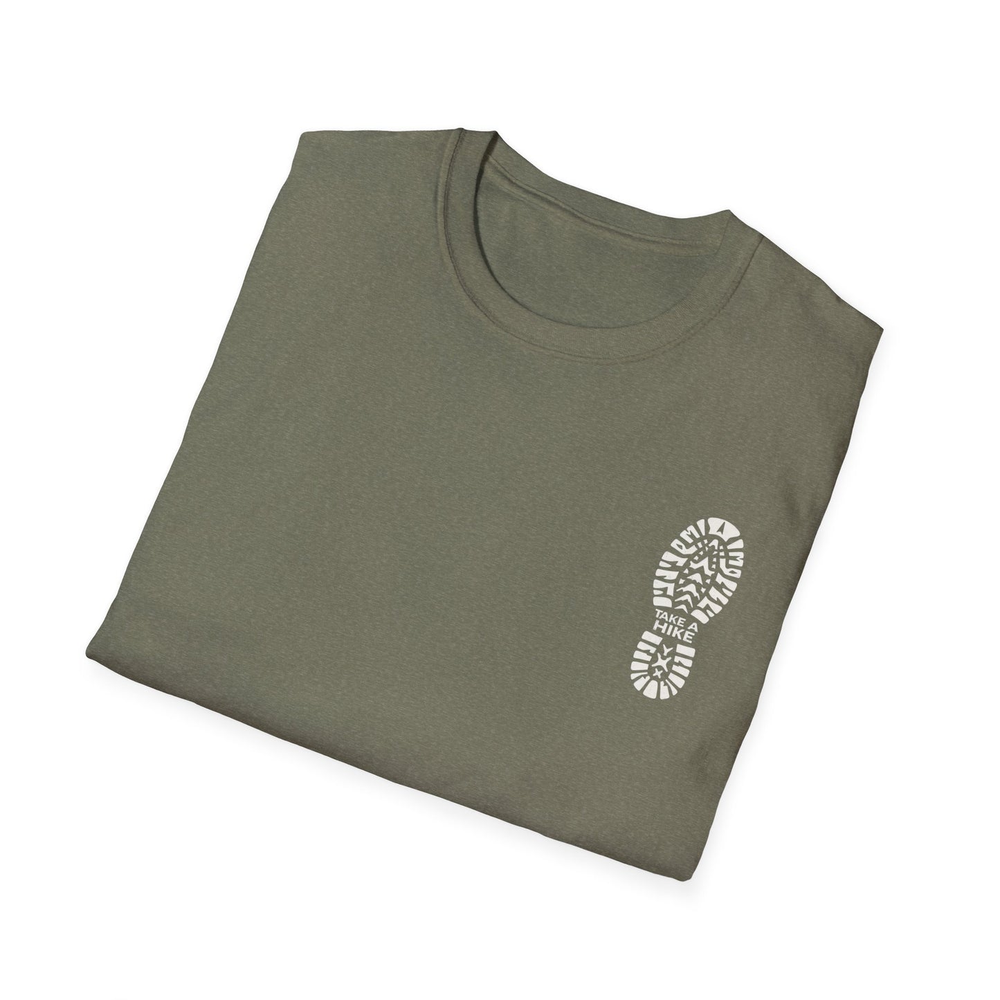 Unisex Take a Hike Soft-Style Tee back print- 100% Cotton Comfort with Durable Twill Tape & Ribbed Collar