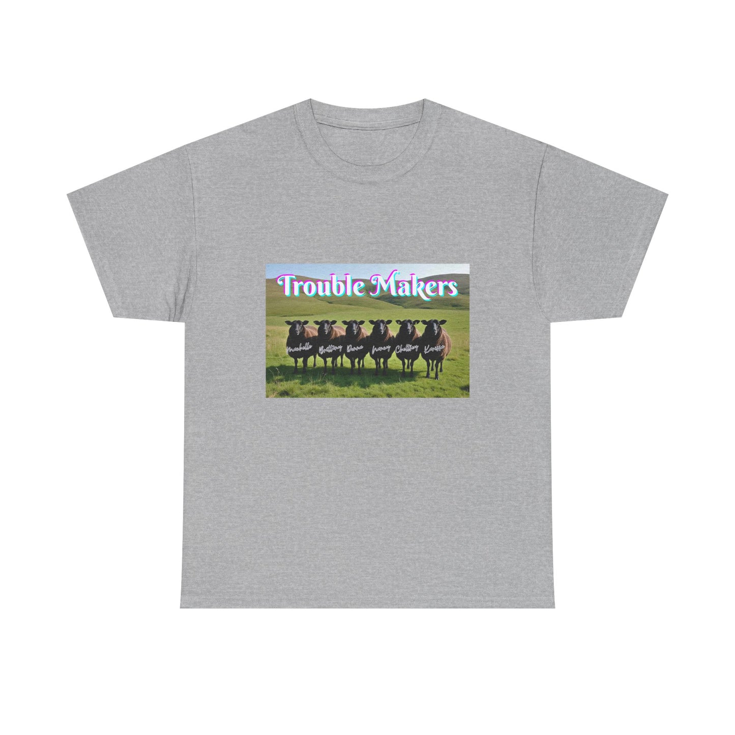 Trouble Makers Unisex Heavy Cotton Tee | Cute Humor Shirt, Farm Animal Lover Gift, Casual Everyday Wear, Perfect for Gifting