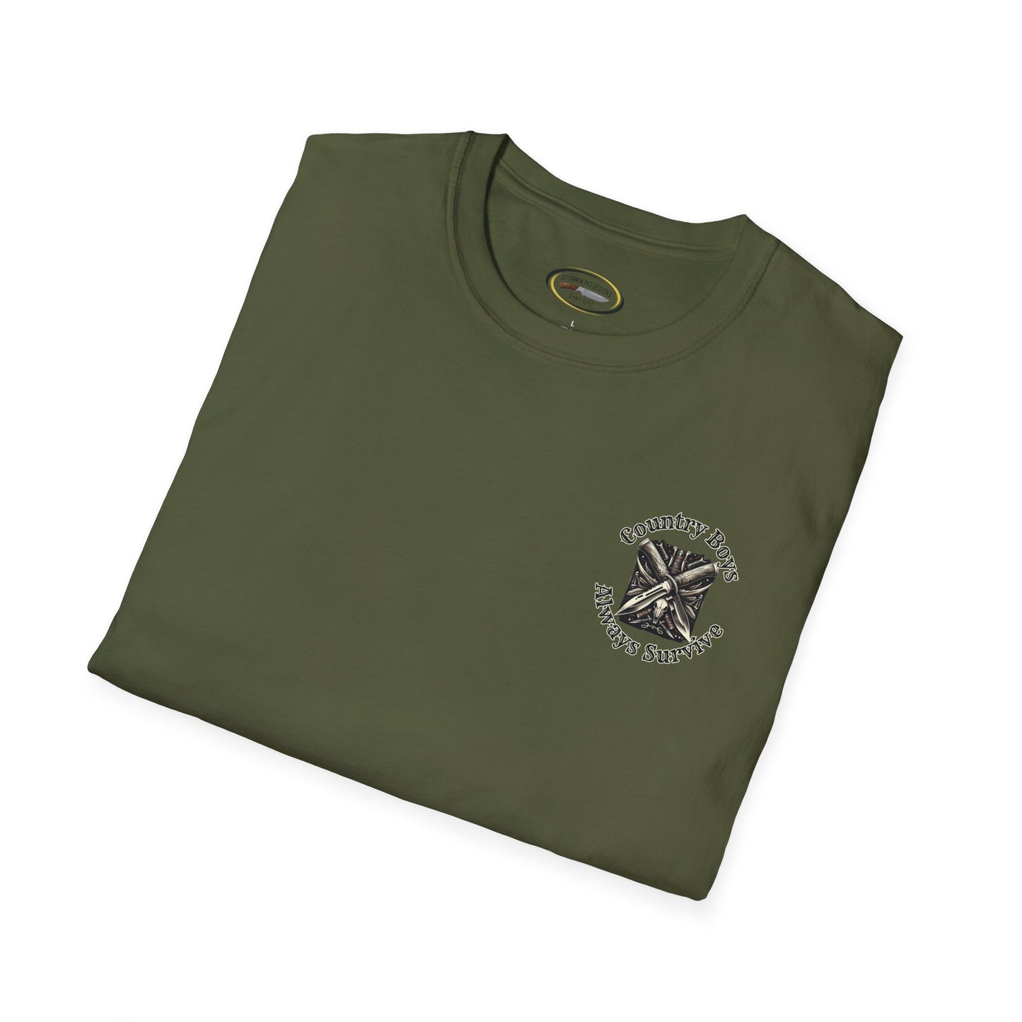 Unisex ‘Country Boys Always Survive’ Tee - Soft Ring-Spun Cotton, Durable Twill Tape Shoulders, Ethically Made & Oeko-Tex Certified