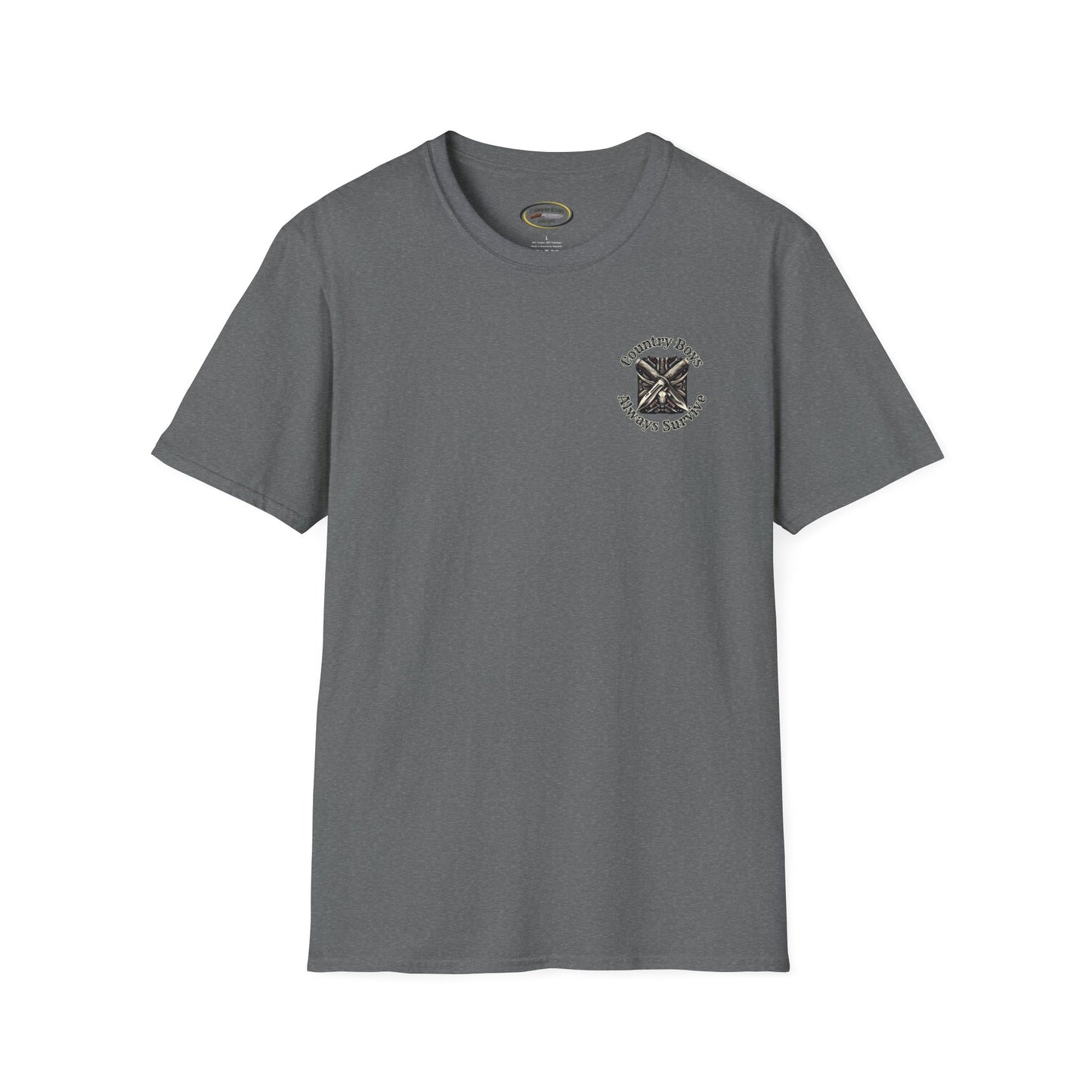 Unisex ‘Country Boys Always Survive’ Tee - Soft Ring-Spun Cotton, Durable Twill Tape Shoulders, Ethically Made & Oeko-Tex Certified