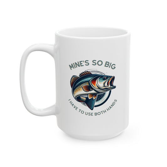 Bass Angler Delight - 11oz or 15oz Ceramic Mugs with Humorous Fishing Slogan, Eco-Friendly, Perfect for Hot & Cold Drinks