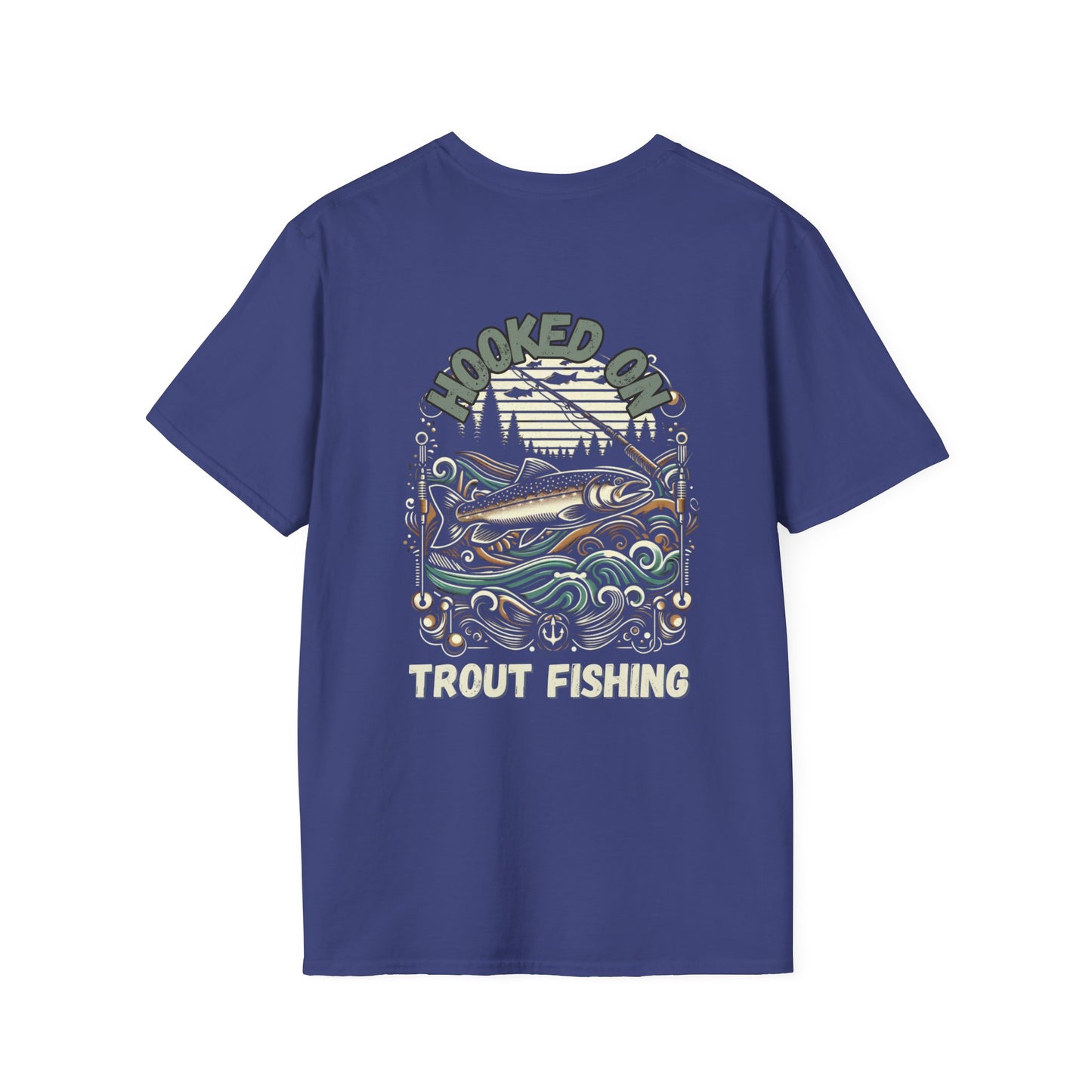 Unisex ‘Hooked on Trout Fishing’ Tee - Soft-Style Comfort | 100% Cotton Crewneck Shirt