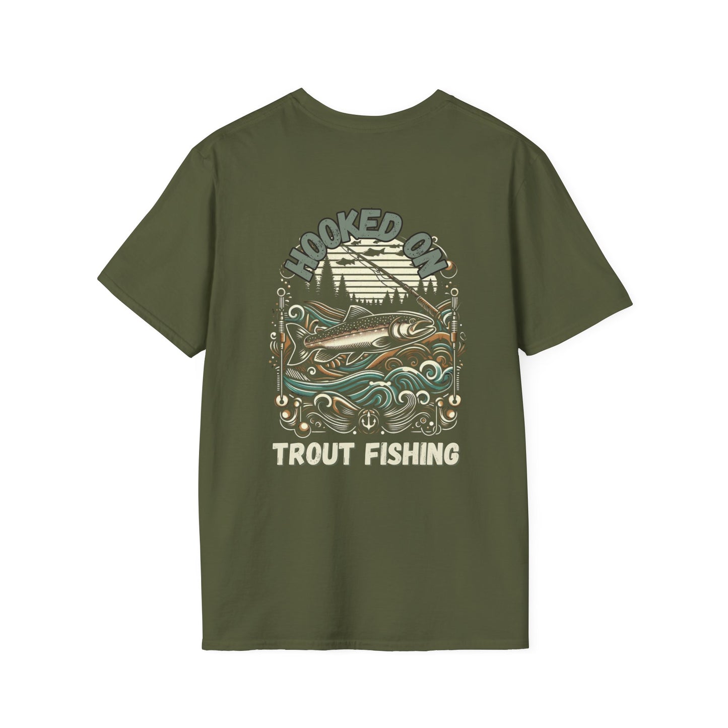 Unisex ‘Hooked on Trout Fishing’ Tee - Soft-Style Comfort | 100% Cotton Crewneck Shirt