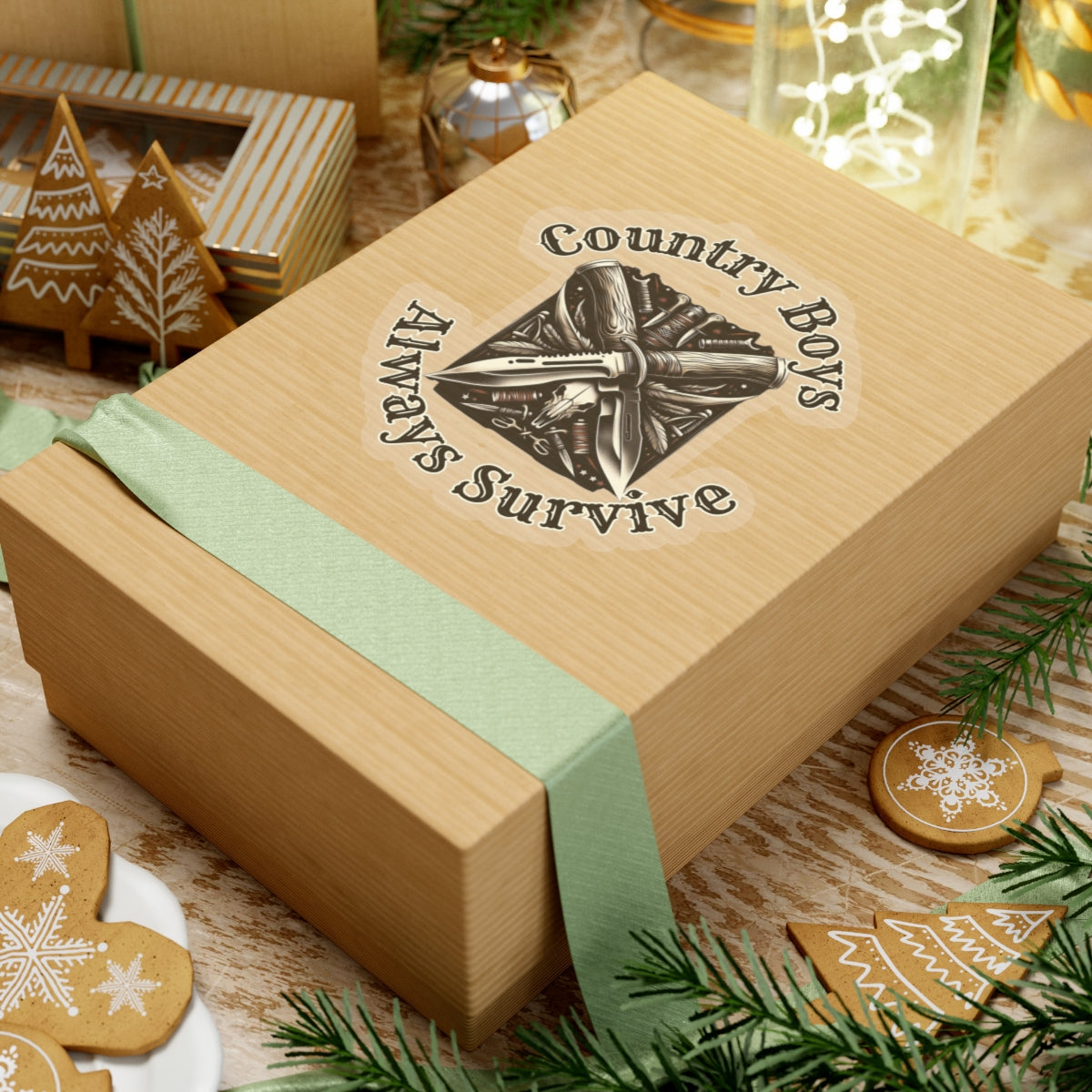 Rugged Resilience Decals - Country Boys Always Survive Vinyl Stickers - Durable, Glossy Finish, Multiple Sizes - Perfect for Indoor Use