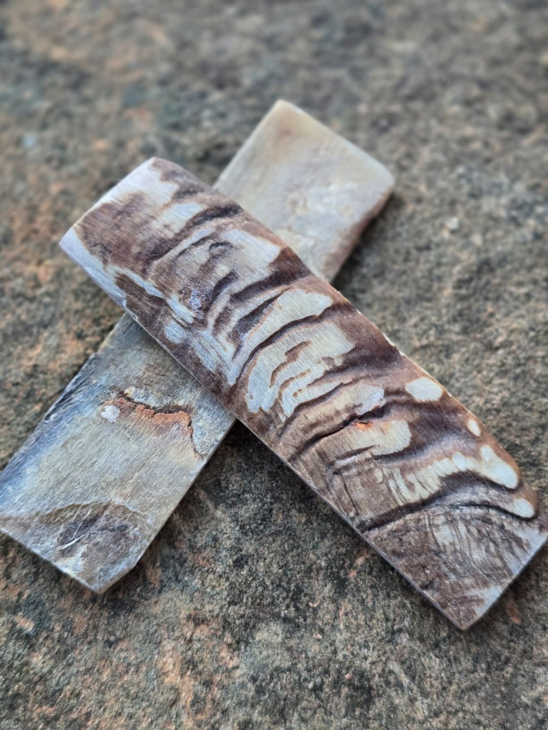 Premium ram horn knife handle scale pair | 5x1.5x1/4 | | high quality gray brown horn knife making materials | Luxury imported