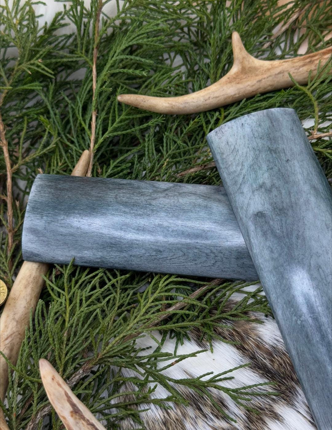 Premium camel bone knife handle scale pair | 5x1.5x1/4 | | high quality dyed dark green bone knife making materials | luxury imported scales