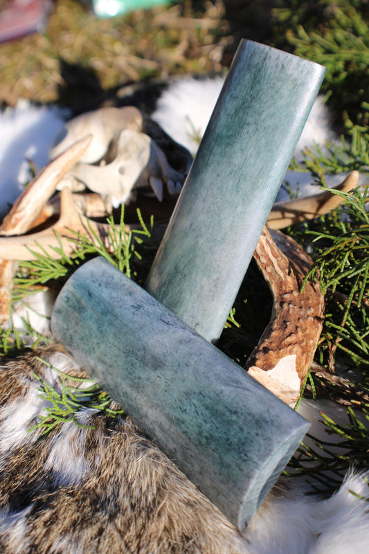 Premium camel bone knife handle scale pair | 5x1.5x1/4 | | high quality dyed dark green bone knife making materials | luxury imported scales