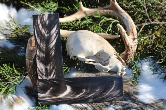 Premium buffalo horn knife handle scale pair | 5x1.5x1/4 | | high quality black and white horn knife making materials | Luxury imported