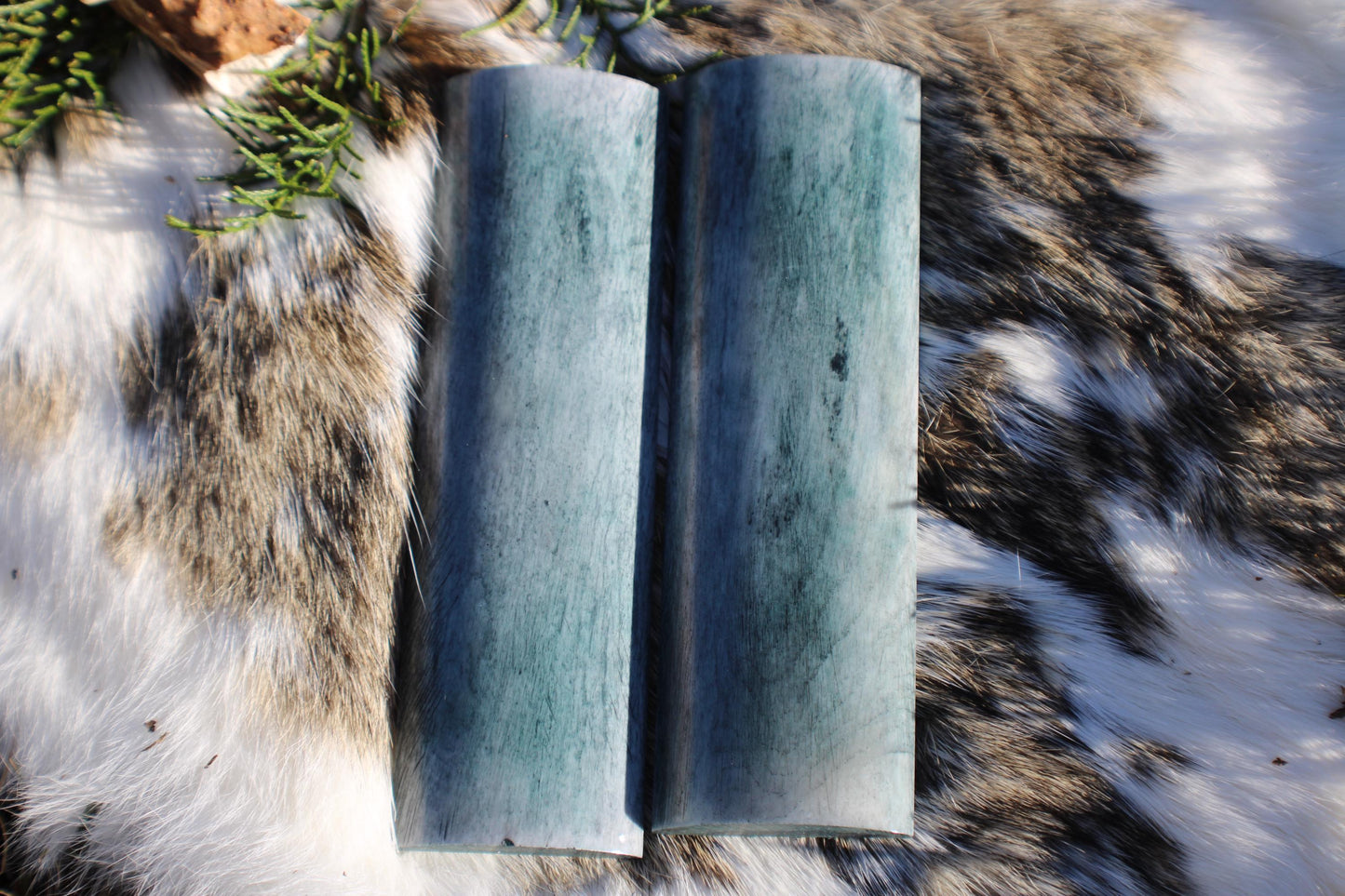 Premium camel bone knife handle scale pair | 5x1.5x1/4 | | high quality dyed dark green bone knife making materials | luxury imported scales
