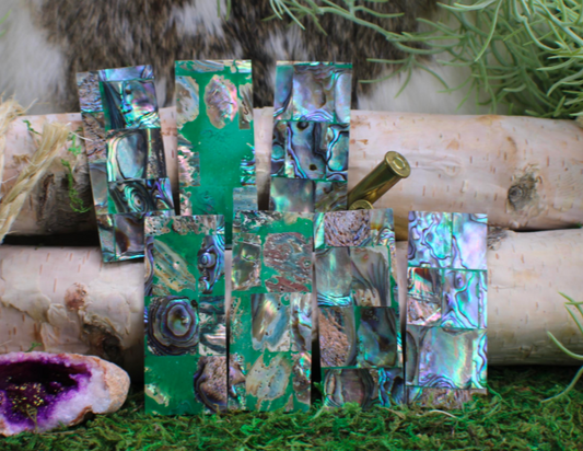 Abalone knife scale or inlay material 1 x 3 x 1/16 inch