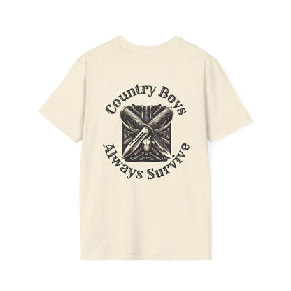 Unisex ‘Country Boys Always Survive’ Tee - Soft Ring-Spun Cotton, Durable Twill Tape Shoulders, Ethically Made & Oeko-Tex Certified