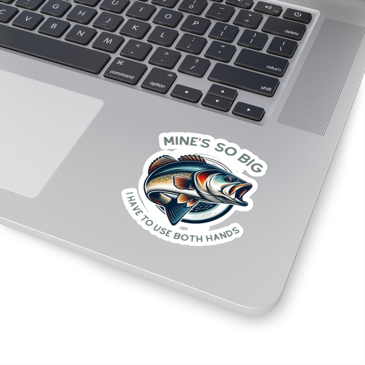 Whimsical Angler Decal - Mines So Big I Have to Use Two Hands Fishing Sticker - 20oz Tumbler Size, Durable Vinyl, Easy Apply