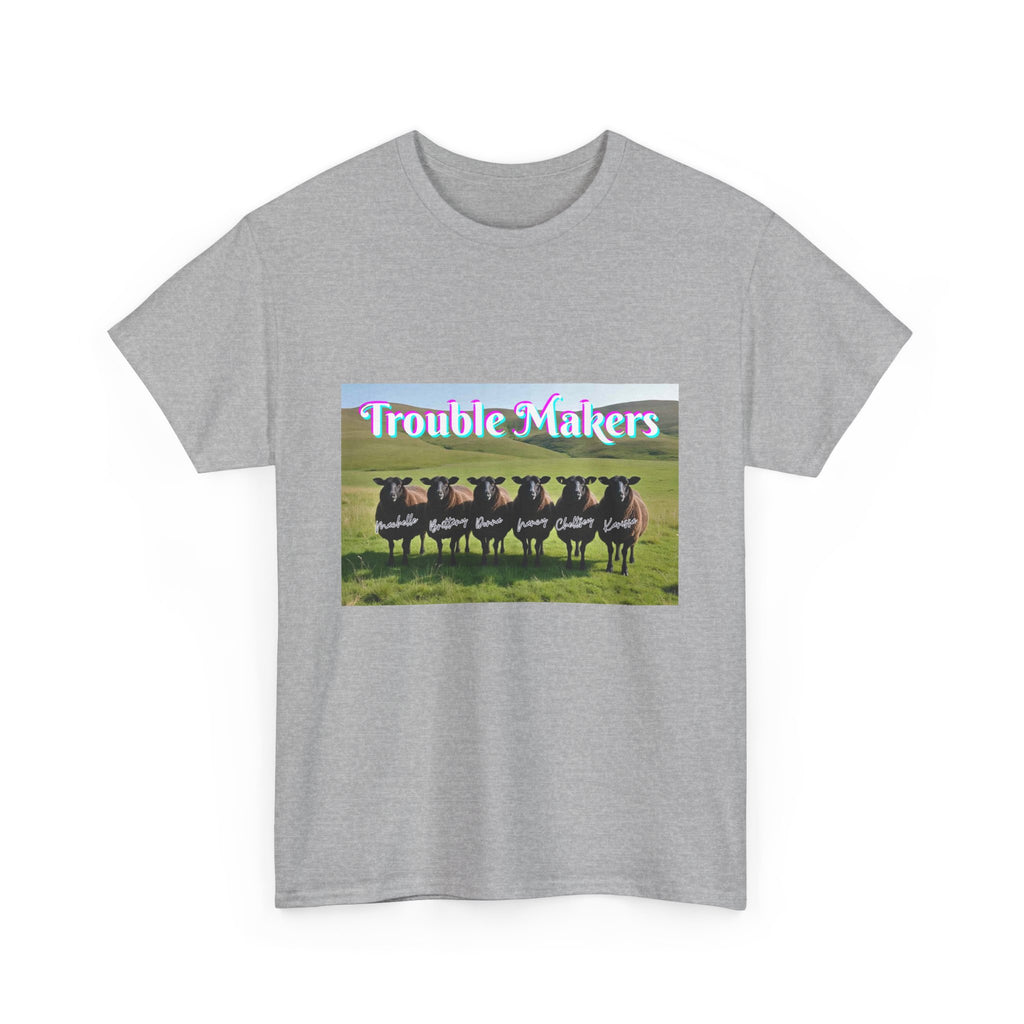 Trouble Makers Unisex Heavy Cotton Tee | Cute Humor Shirt, Farm Animal Lover Gift, Casual Everyday Wear, Perfect for Gifting