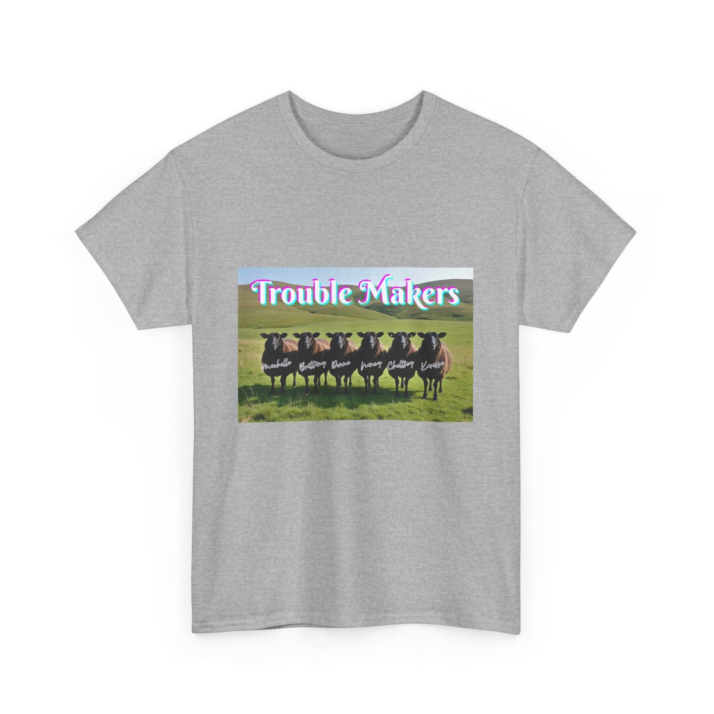 Trouble Makers Unisex Heavy Cotton Tee | Cute Humor Shirt, Farm Animal Lover Gift, Casual Everyday Wear, Perfect for Gifting