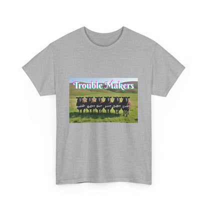 Trouble Makers Unisex Heavy Cotton Tee | Cute Humor Shirt, Farm Animal Lover Gift, Casual Everyday Wear, Perfect for Gifting