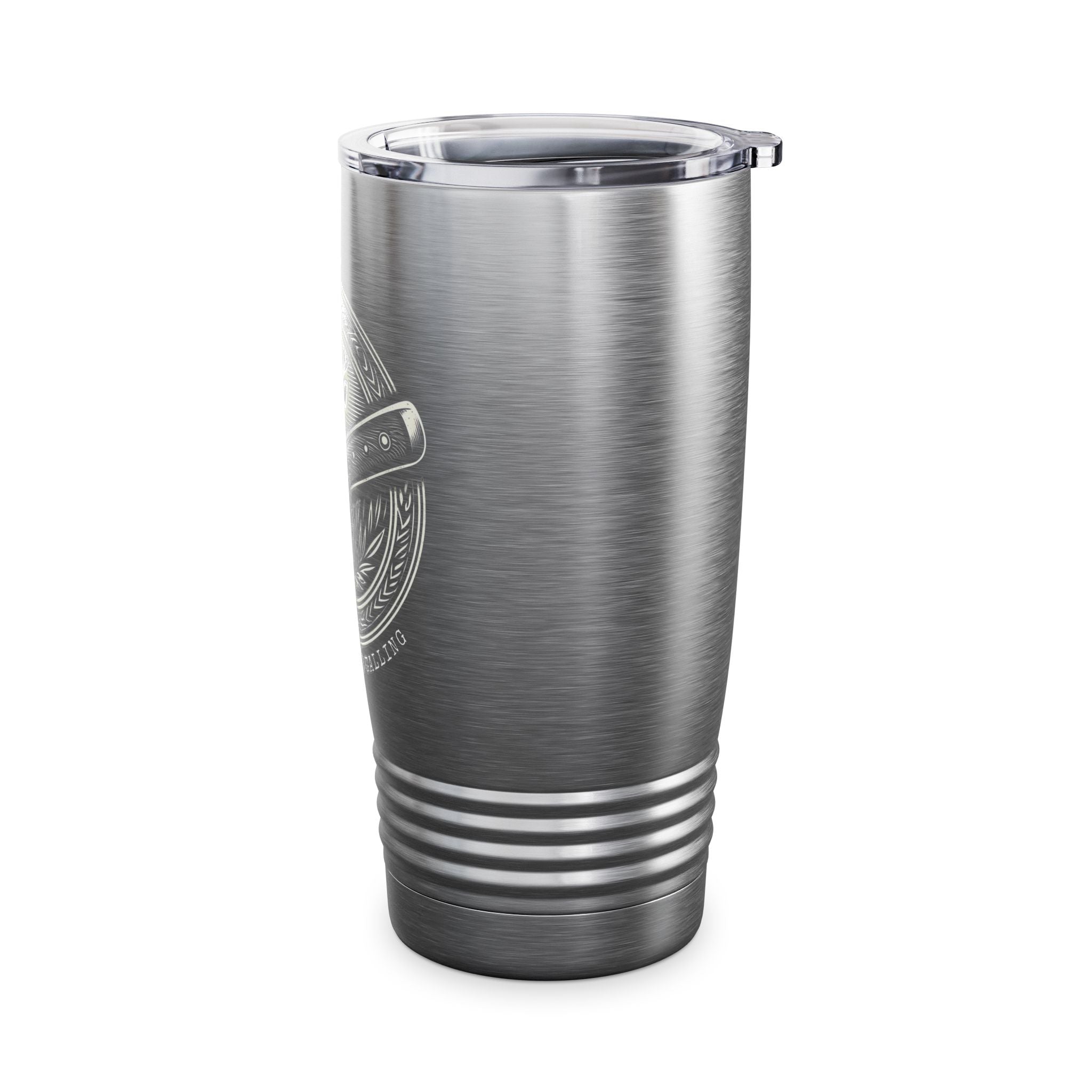 Rustic 20oz Deer & Knife Insulated Tumbler - The Woods Are Calling - Stainless Steel Travel Mug with Lid