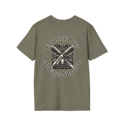 Unisex ‘Country Boys Always Survive’ Tee - Soft Ring-Spun Cotton, Durable Twill Tape Shoulders, Ethically Made & Oeko-Tex Certified