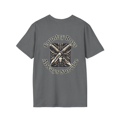 Unisex ‘Country Boys Always Survive’ Tee - Soft Ring-Spun Cotton, Durable Twill Tape Shoulders, Ethically Made & Oeko-Tex Certified