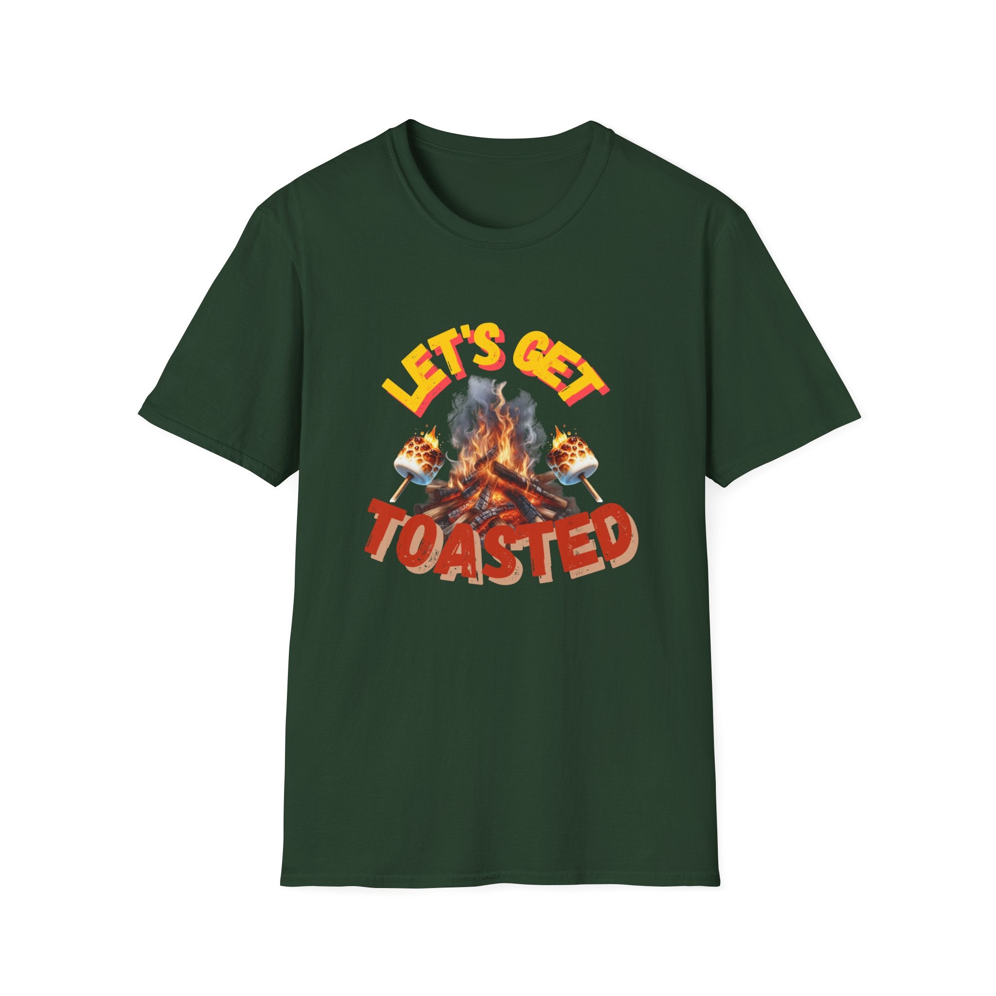 Campfire Wit Tee - lets get toasted - 100% Cotton Comfort | Eco-Friendly Outdoor Adventure Shirt with Humorous Twist