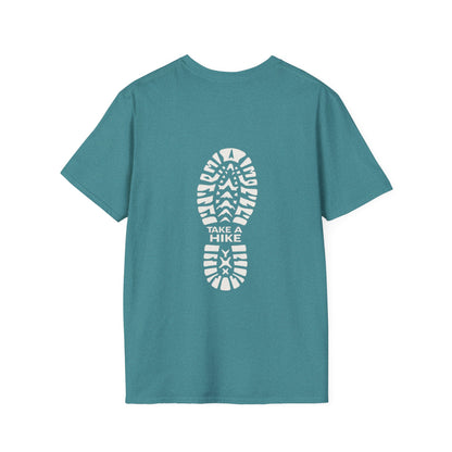 Unisex Take a Hike Soft-Style Tee back print- 100% Cotton Comfort with Durable Twill Tape & Ribbed Collar