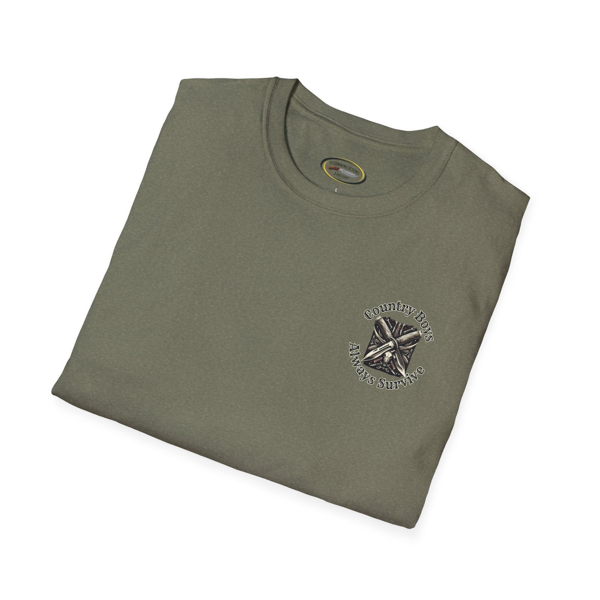 Unisex ‘Country Boys Always Survive’ Tee - Soft Ring-Spun Cotton, Durable Twill Tape Shoulders, Ethically Made & Oeko-Tex Certified
