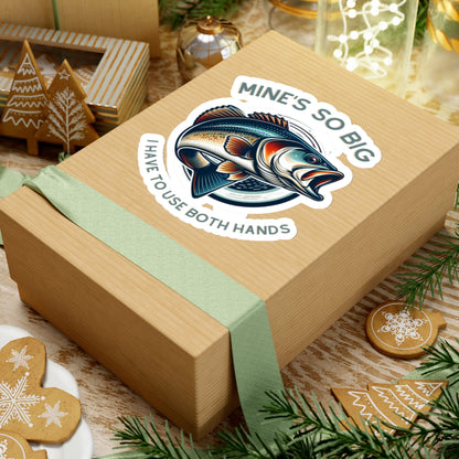 Whimsical Angler Decal - Mines So Big I Have to Use Two Hands Fishing Sticker - 20oz Tumbler Size, Durable Vinyl, Easy Apply