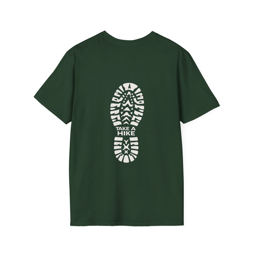 Unisex Take a Hike Soft-Style Tee back print- 100% Cotton Comfort with Durable Twill Tape & Ribbed Collar