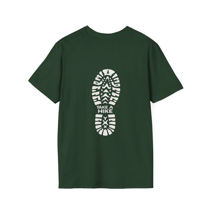 Unisex Take a Hike Soft-Style Tee back print- 100% Cotton Comfort with Durable Twill Tape & Ribbed Collar