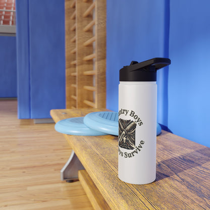 Rustic Resilience - ‘Country Boys Always Survive’ Stainless Steel Water Bottle - Eco-Friendly, Insulated, Leak-Proof - 12oz/24oz/32oz