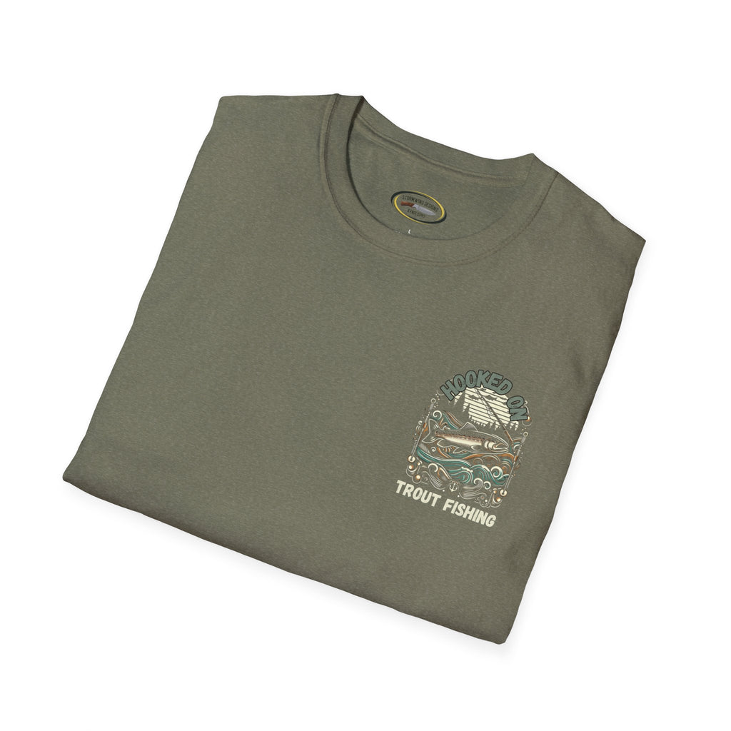 Unisex ‘Hooked on Trout Fishing’ Tee - Soft-Style Comfort | 100% Cotton Crewneck Shirt