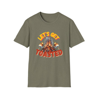 Campfire Wit Tee - lets get toasted - 100% Cotton Comfort | Eco-Friendly Outdoor Adventure Shirt with Humorous Twist